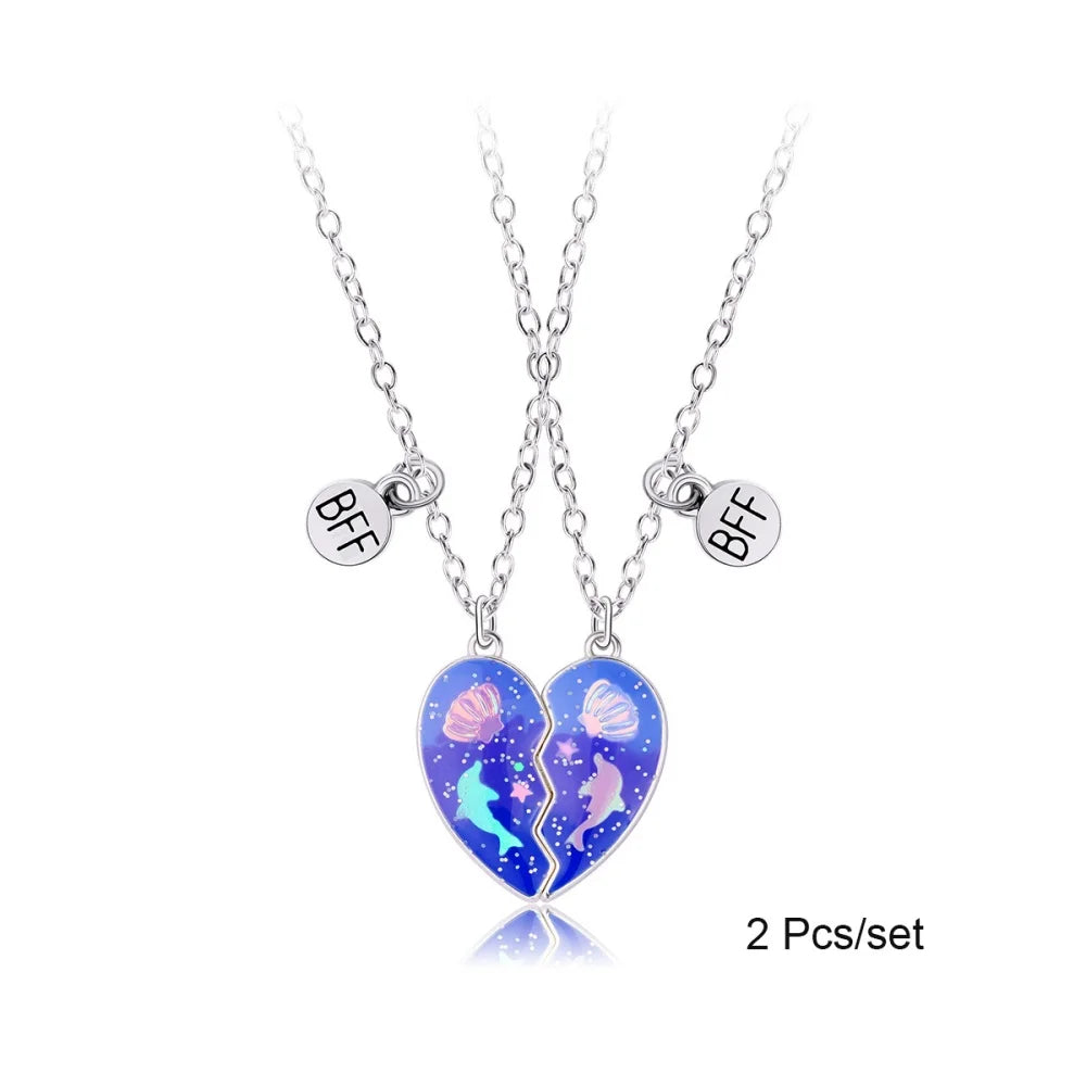 3 Pcs/set Best Friends Pendant Necklace For Woman Magnetic Adjustable Rainbow Daisy L alternate view