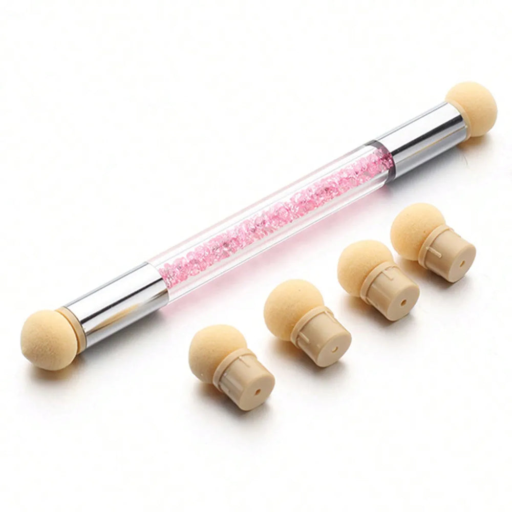 Double-ended Gradient Shading Pen Dotting Brush Head Sponge Rhinestone Handle Nail Ar lifestyle view