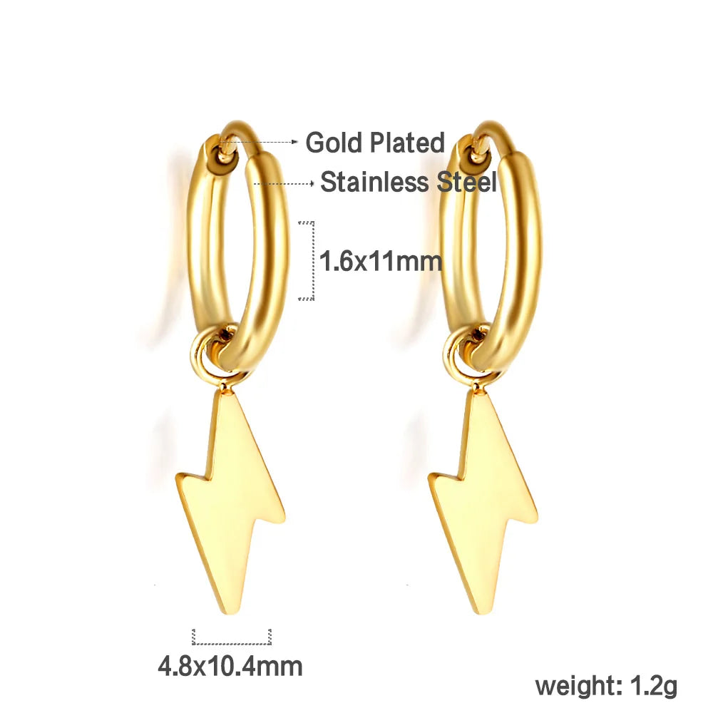 LUXUSTEEL Trendy Cross Women's Stainless Steel Hoop Earrings Colorful Metal Stud Drop Earrings Fashionable Jewelry Gift