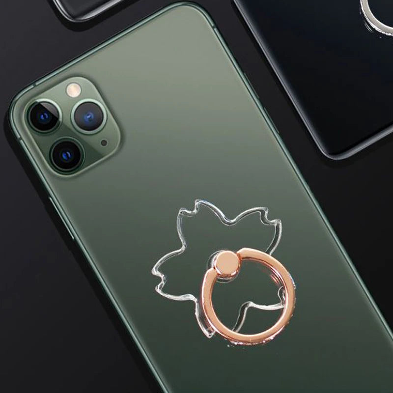 Transparent Cell Phone Ring Holder Stand 360°Degree Rotation Clear Finger Grip Kicksta close-up view