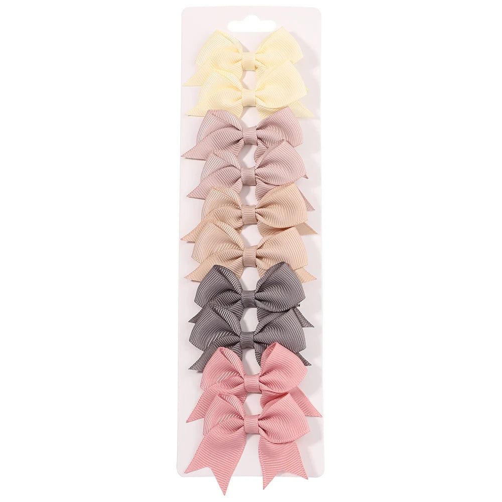 10Pcs/Set New Cute Solid Ribbon Bowknot Hair Clips for Baby Girls Handmade Bows Hairp lifestyle view