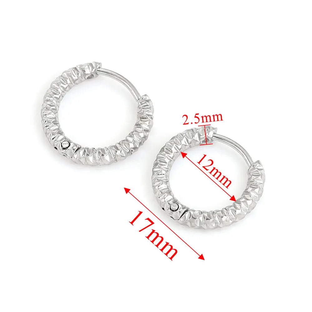 6pcs Stainless Steel Hoop Earrings Set | Hypoallergenic Korean Style Earrings for W additional angle