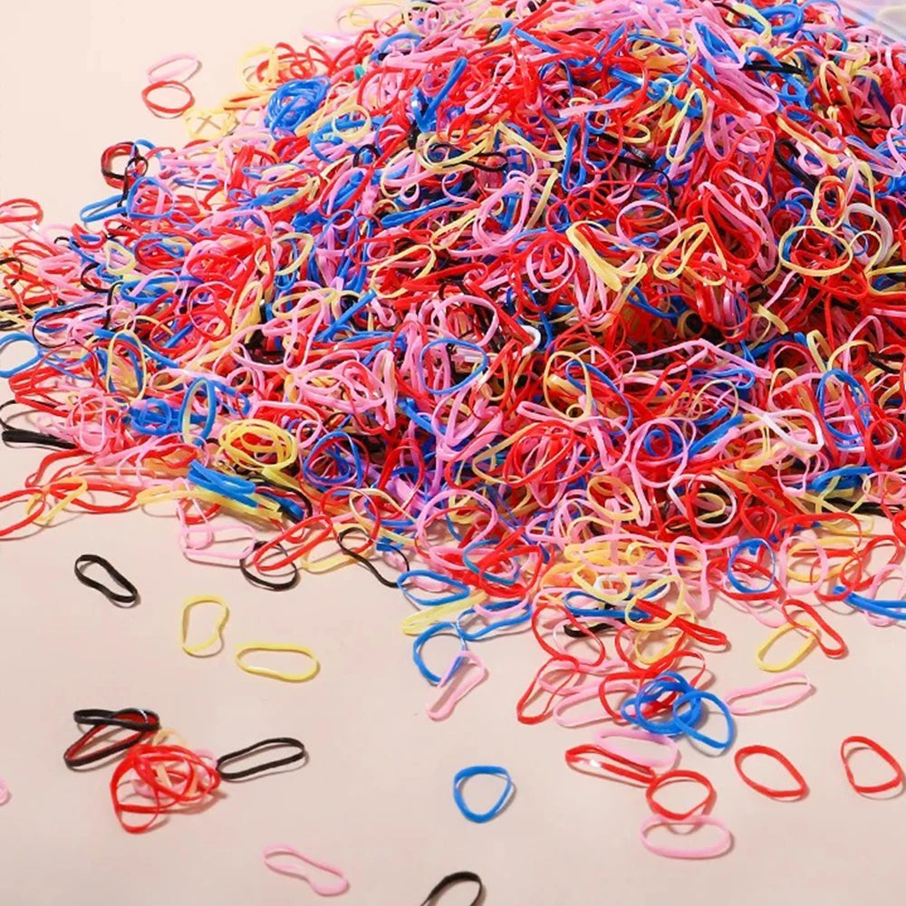 500/1000/2000pcs Girls Colourful Disposable Rubber Band Hair Ties Headband Children additional angle