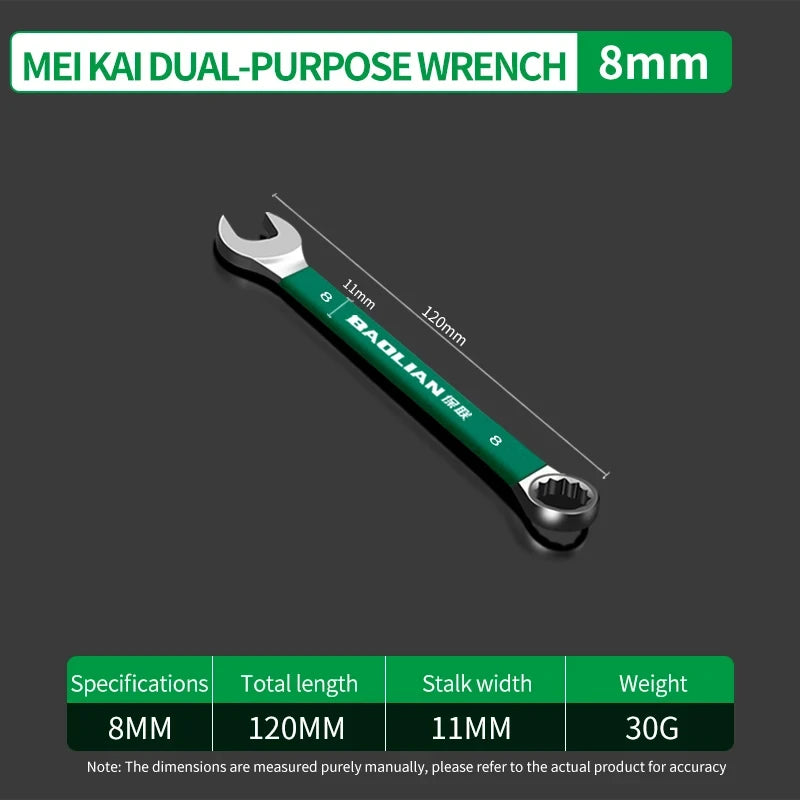 BaoLian Durable Wrench Set 6-19mm | Two-Way Open Combination Wrench for Auto Repair close-up view
