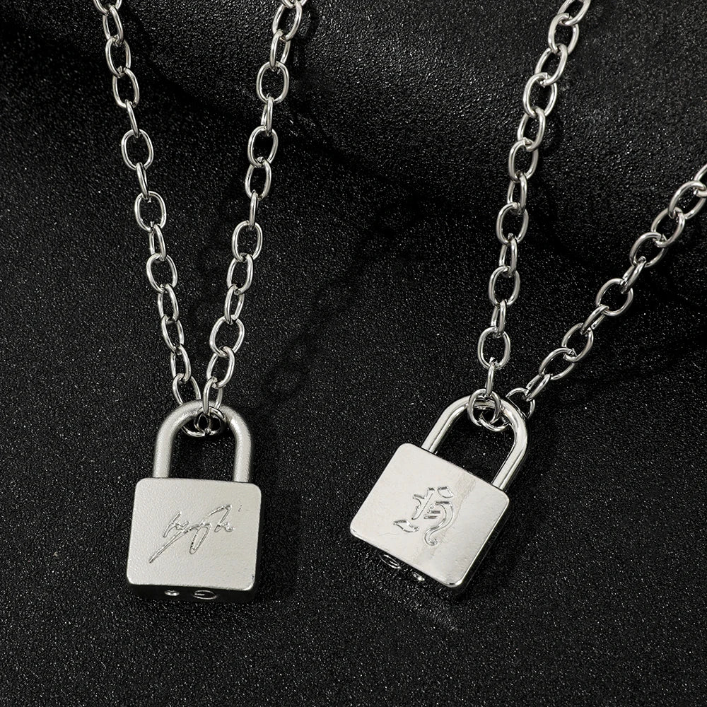 Fashionable Creative Hyunjin Lock Necklace Same As Huang Xuanchen's Style New Punk Ne lifestyle view