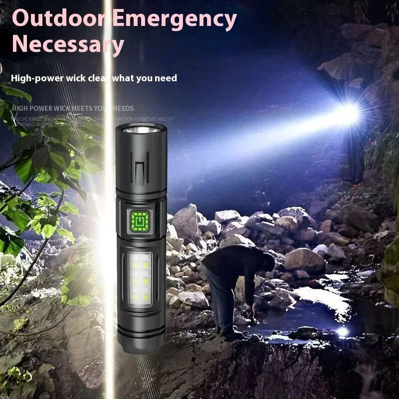 Rechargeable LED Flashlight | 600 Lumen Waterproof Torch for Camping & Fishing close-up view