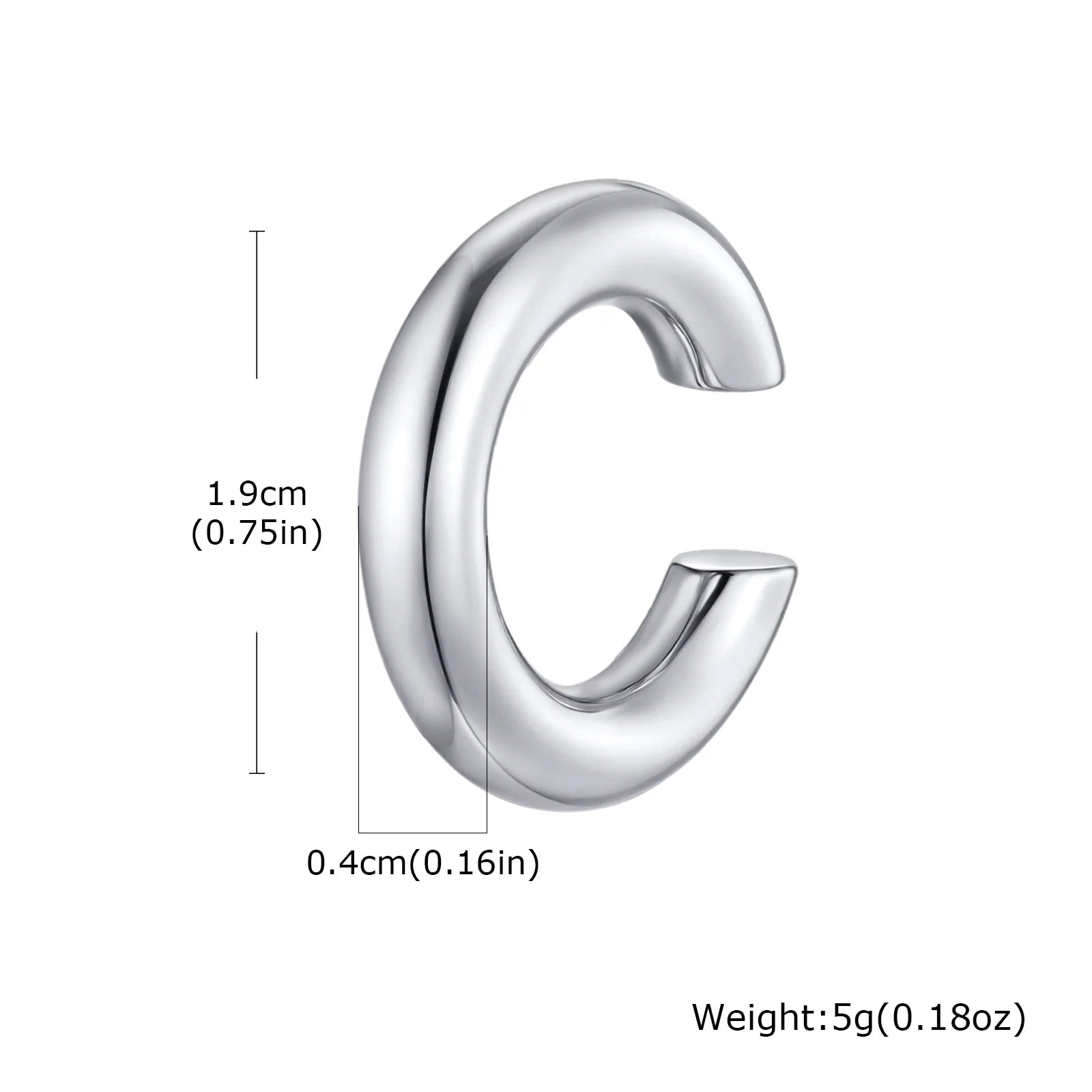 Stainless Steel C-Shaped Ear Clip | Punk Fake Piercing Ear Cuff for Women close-up view