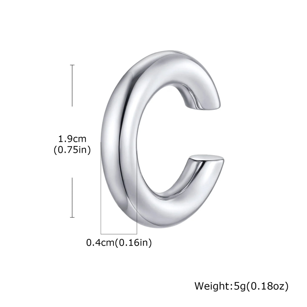 Stainless Steel C-Shaped Ear Clip | Punk Fake Piercing Ear Cuff for Women close-up view