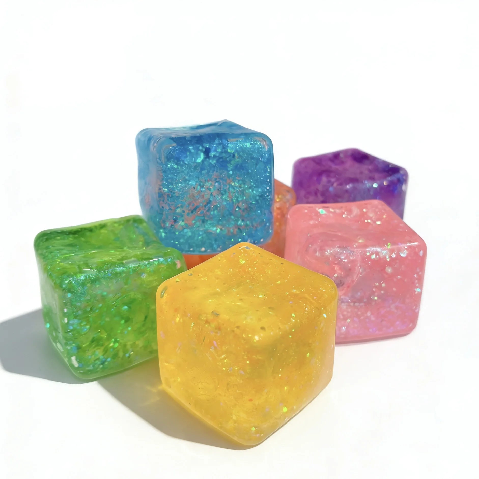 New Ice Cube Shaped Fidget Toy Square Stress Relief Ball Squishy Squeeze Anxiety ADHD Stress Relief
