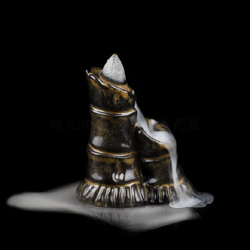 Mini Ceramic Gourd Incense Burner | Backflow Cone Censer for Desk Decor lifestyle view