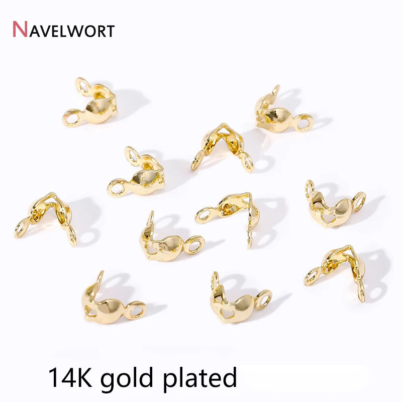 18K Gold Plated Double-Cup Bead Tips | Jewelry Findings for DIY Necklaces and Brace additional angle
