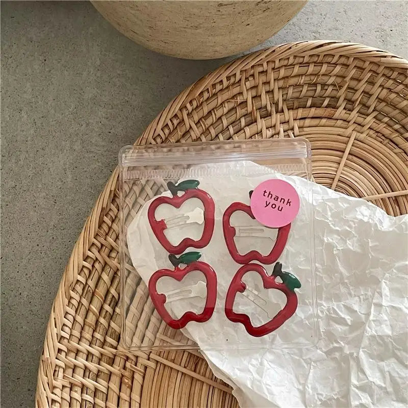 Girls Strawberry Hair Clips 4Pcs 6Pcs Fruit BB Hair Accessories Cute Design for Everyday Use