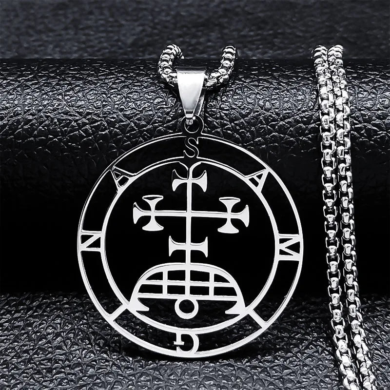 Astaroth Sigil Goetia Stainless Steel Necklace Solomon Demon Seal Satan Sigil satanique detail view