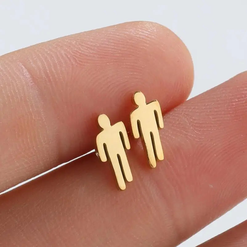 316L Stainless Steel Figure Earring Bicycle Key Crescent Moon Heart Lightening Skull alternate view