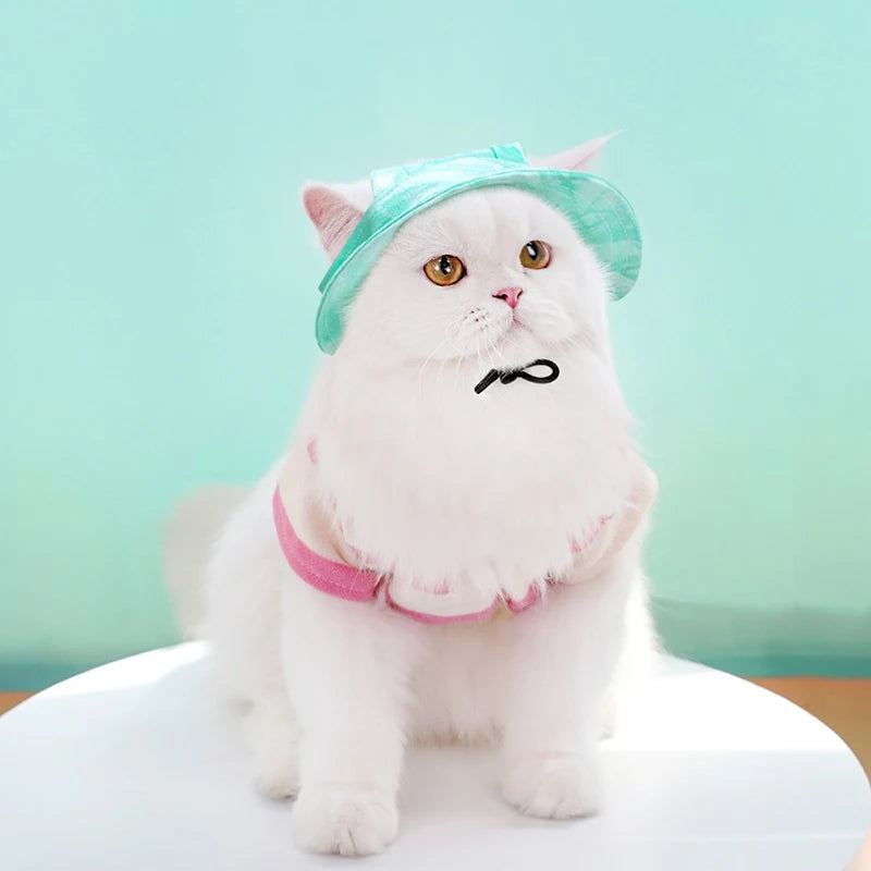 Summer Dog Sun Hat | Breathable Cotton Bucket Hat for Small and Medium Pets additional angle