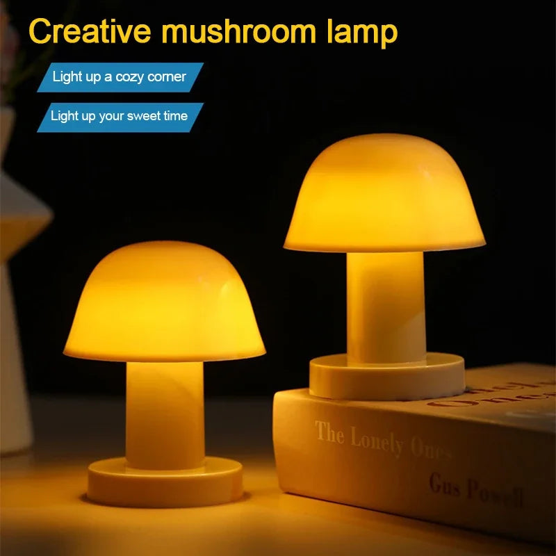 Mini Creative Mushroom LED Night Light | Battery Powered Portable Desktop Sunset Lamp fo detail view