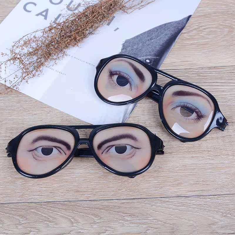1pc Novelty Glasses Halloween Toy Photo Booth Props Party Funny Glasses Fake Novelty Gag Prank Eye B
