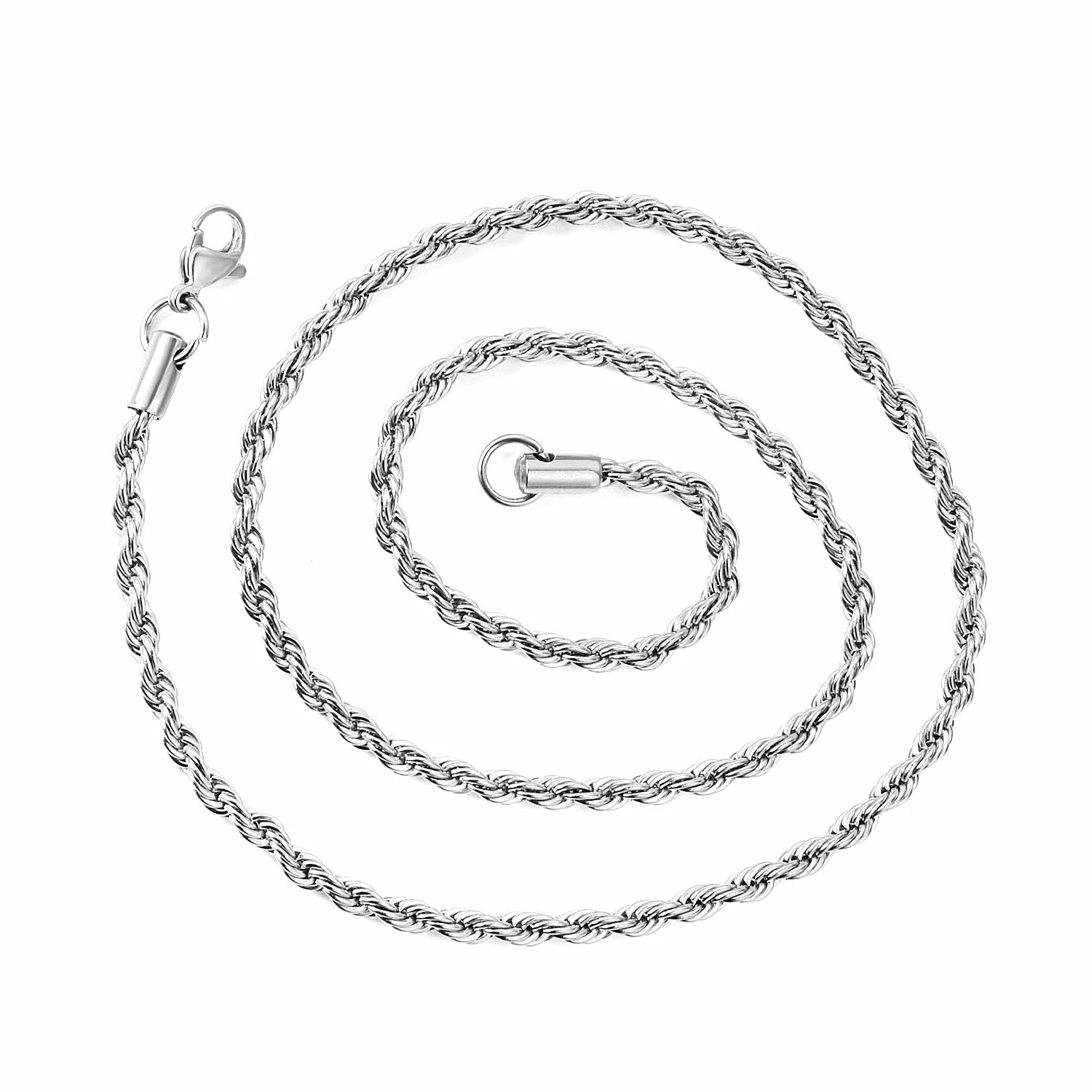 1 Piece Silver Color Width 2mm/3mm/4mm/5mm Rope Chain Necklace for Men Women Stainless Steel Twisted Singapore Layering Collier