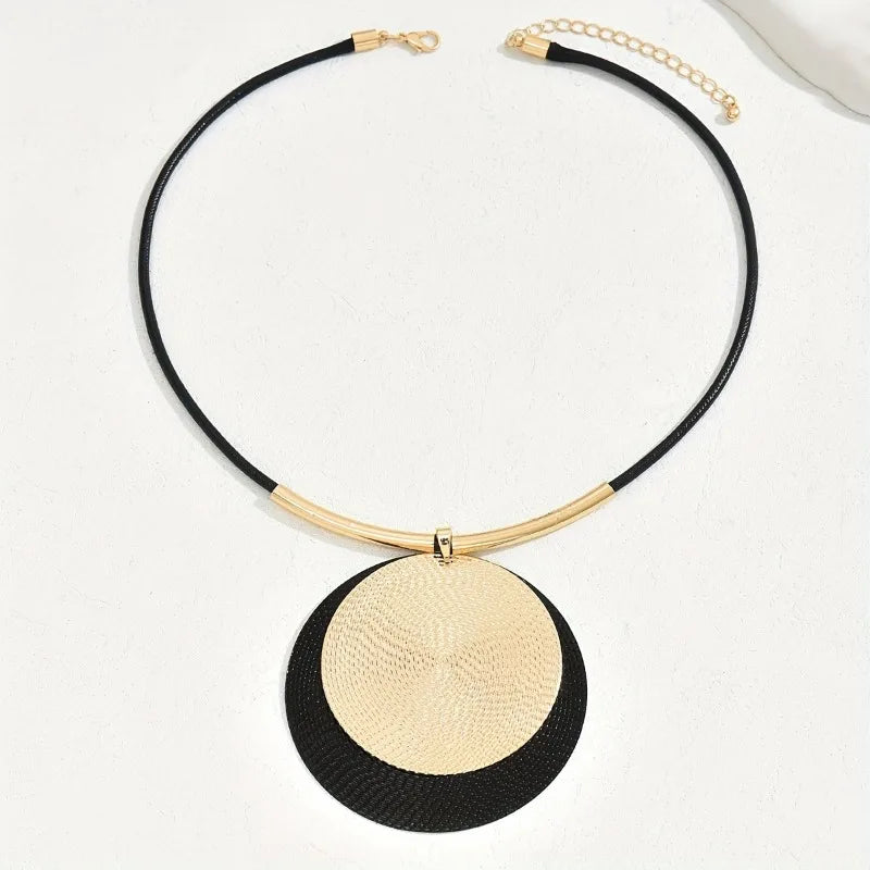 Creative Unique Large Round Vintage Pendant Necklace for Women Personalized Exaggerat alternate view