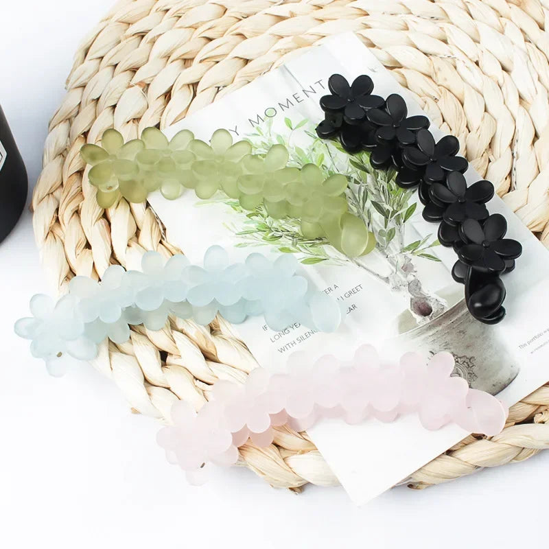 Flower Banana Hairpins Elegant Hair Clips Banana Clips Women Hairgrips Ponytail Barrettes Hair Pins  styling Accessories Jewelry