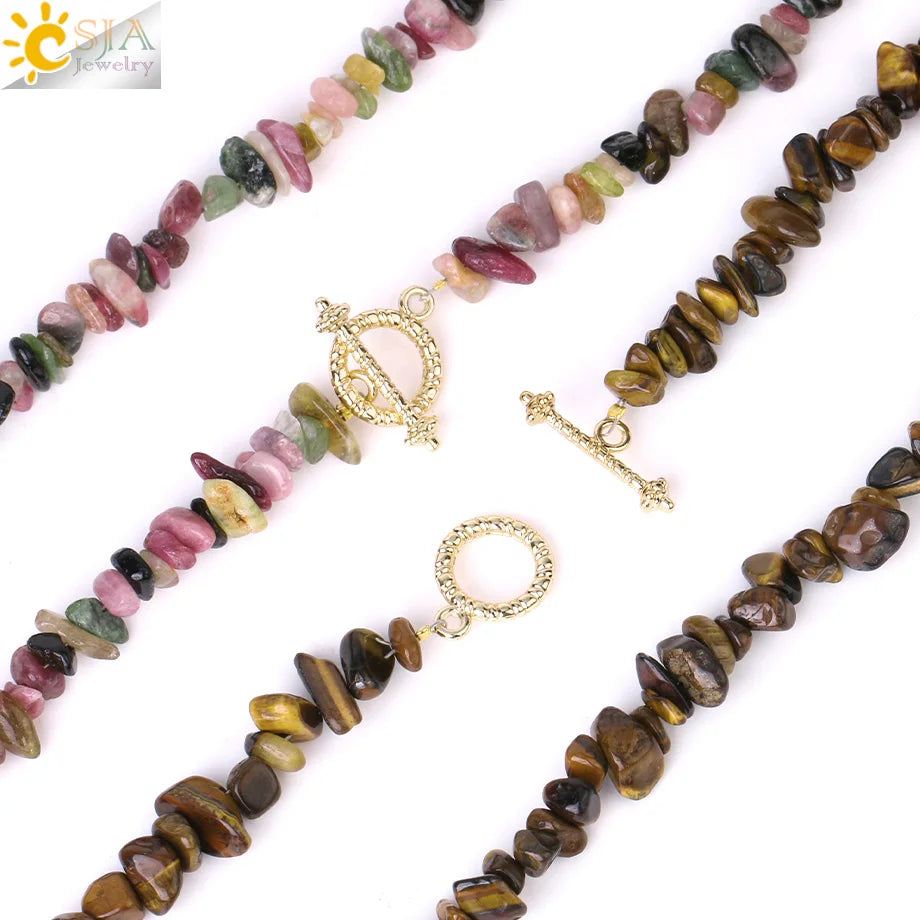 Natural Chip Stone Choker Necklace | Bohemia Crystal Bead Jewelry lifestyle view
