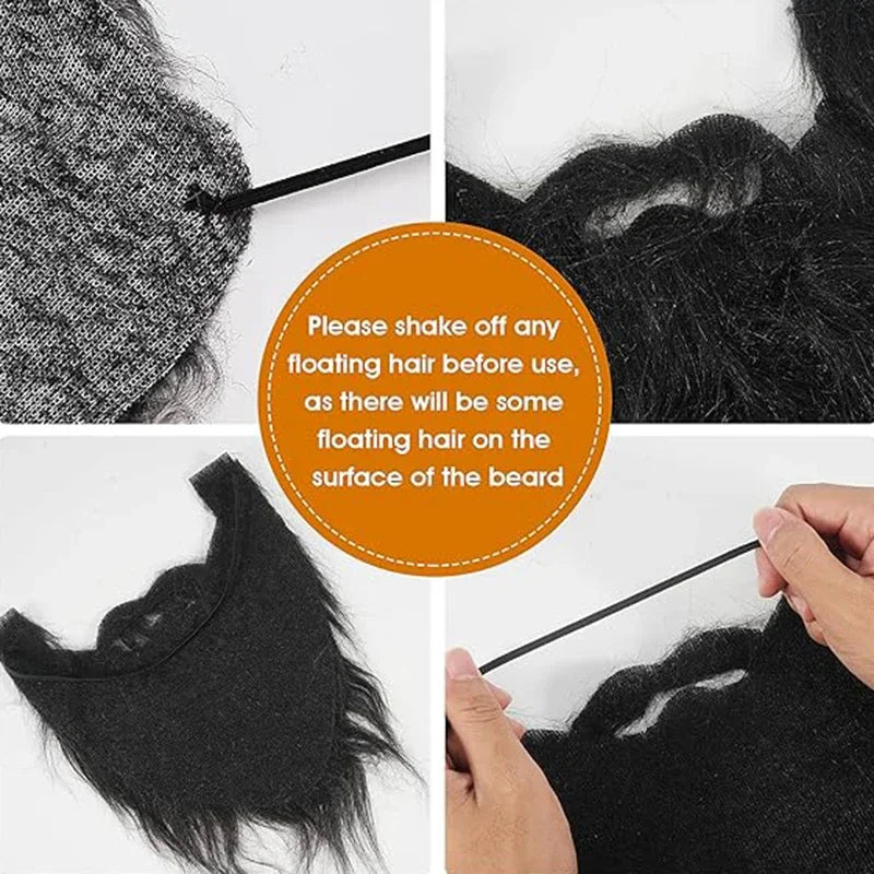 Fake Beard for Party, Halloween, and Christmas Costume | Realistic White and Black Be alternate view