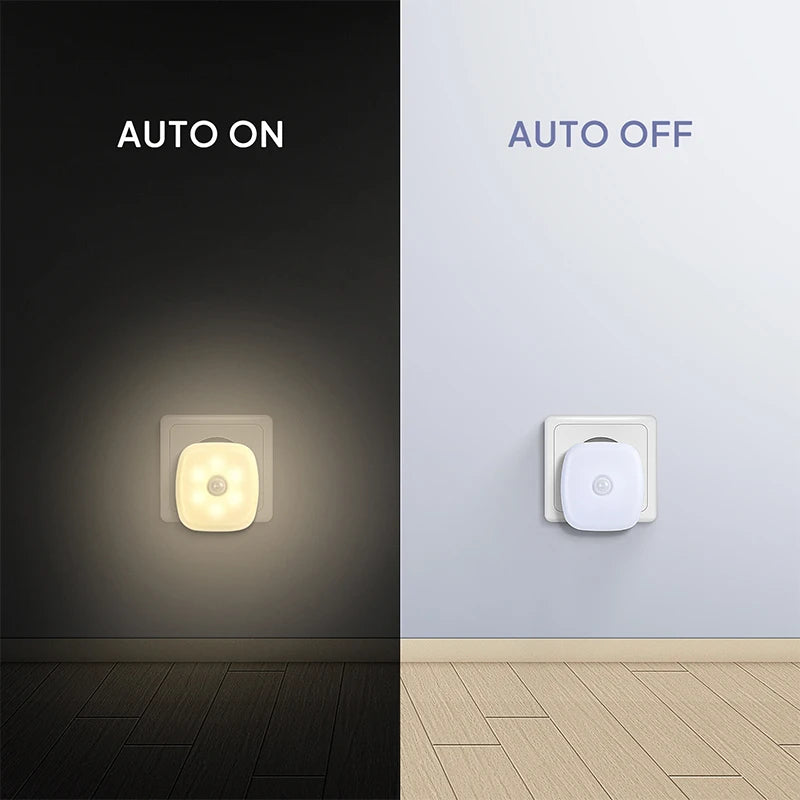 LED Night Light Plug-In with Motion Sensor | Small Wireless Night Lamp for Room Corrid close-up view