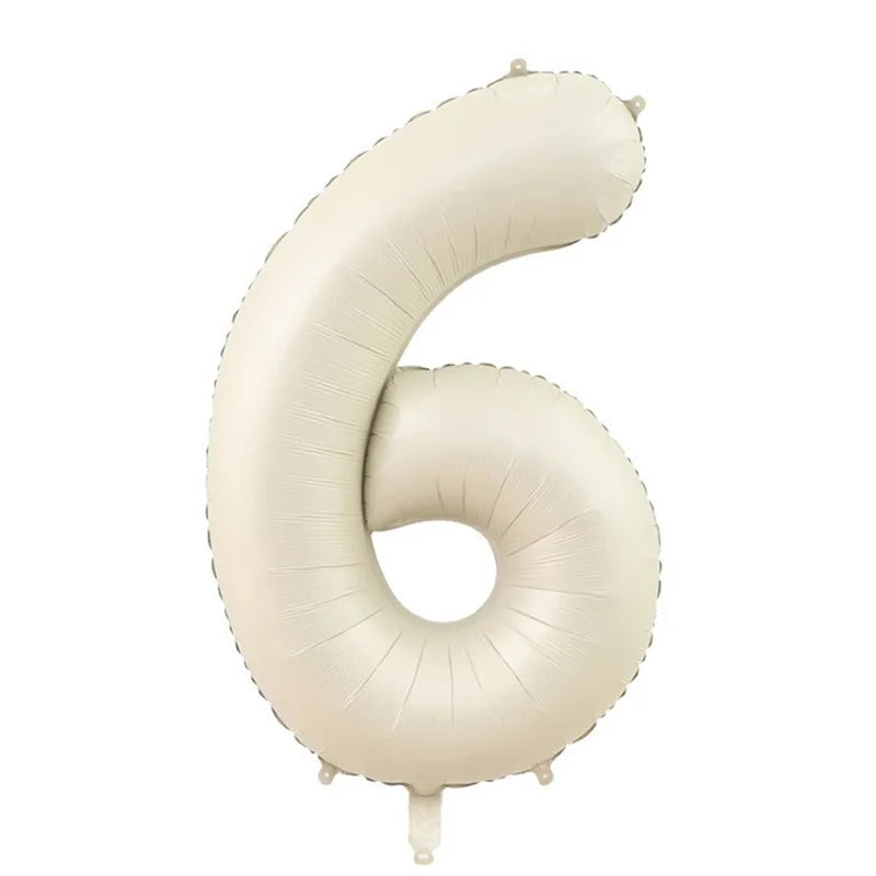 Cream Foil Number Balloons 1-9 Set | Large Digital Birthday Party Decor additional angle