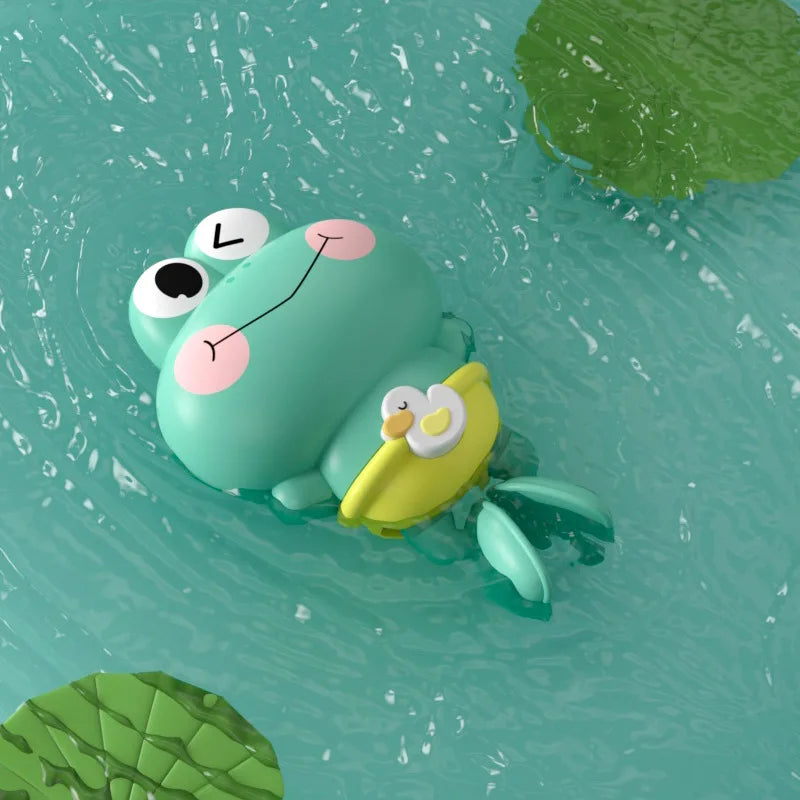Children's bath toys - Clockwork frogs that float and swim detail view