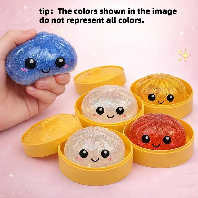 Steamed Bun Squeeze Toy Simulation Bao Stress Relief Fidget Toy with Beads Sparkles S alternate view
