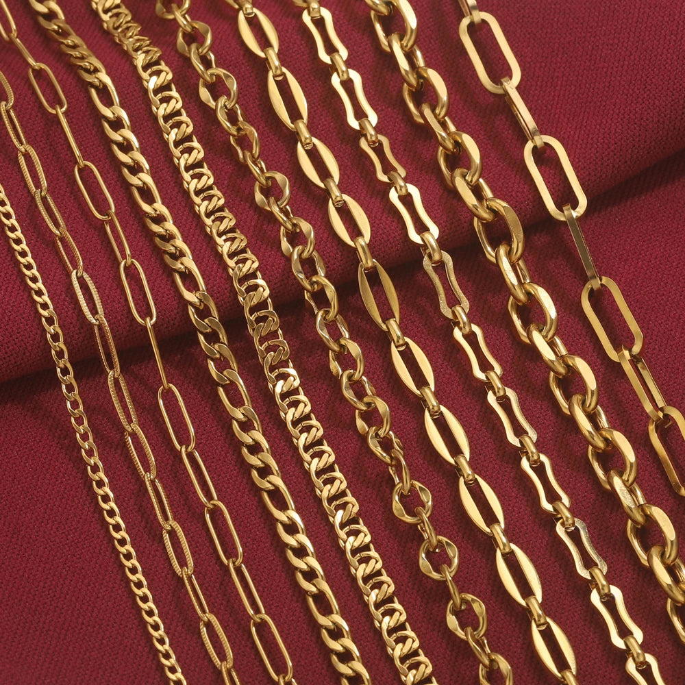 1 Meter Stainless Steel Chain Gold Silver DIY Jewelry Making Chain Necklace Bracelet C close-up view