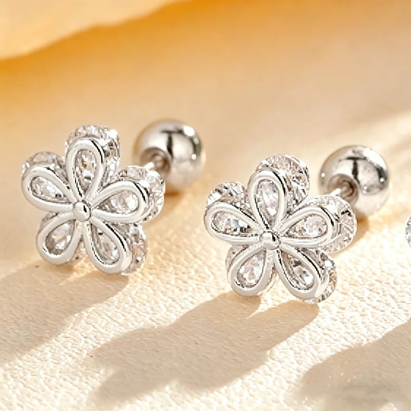 Heart Stud Earrings for Women | Hypoallergenic Screw Back Piercing Jewelry detail view