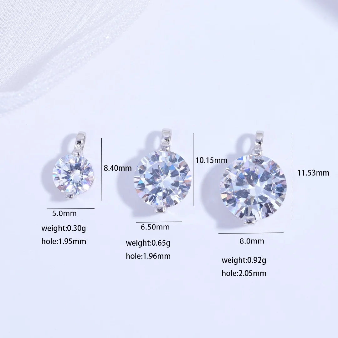 S925 Sterling Silver Inlaid Two-Claw Single Zircon Charm DIY Handmade Bracelet And additional angle