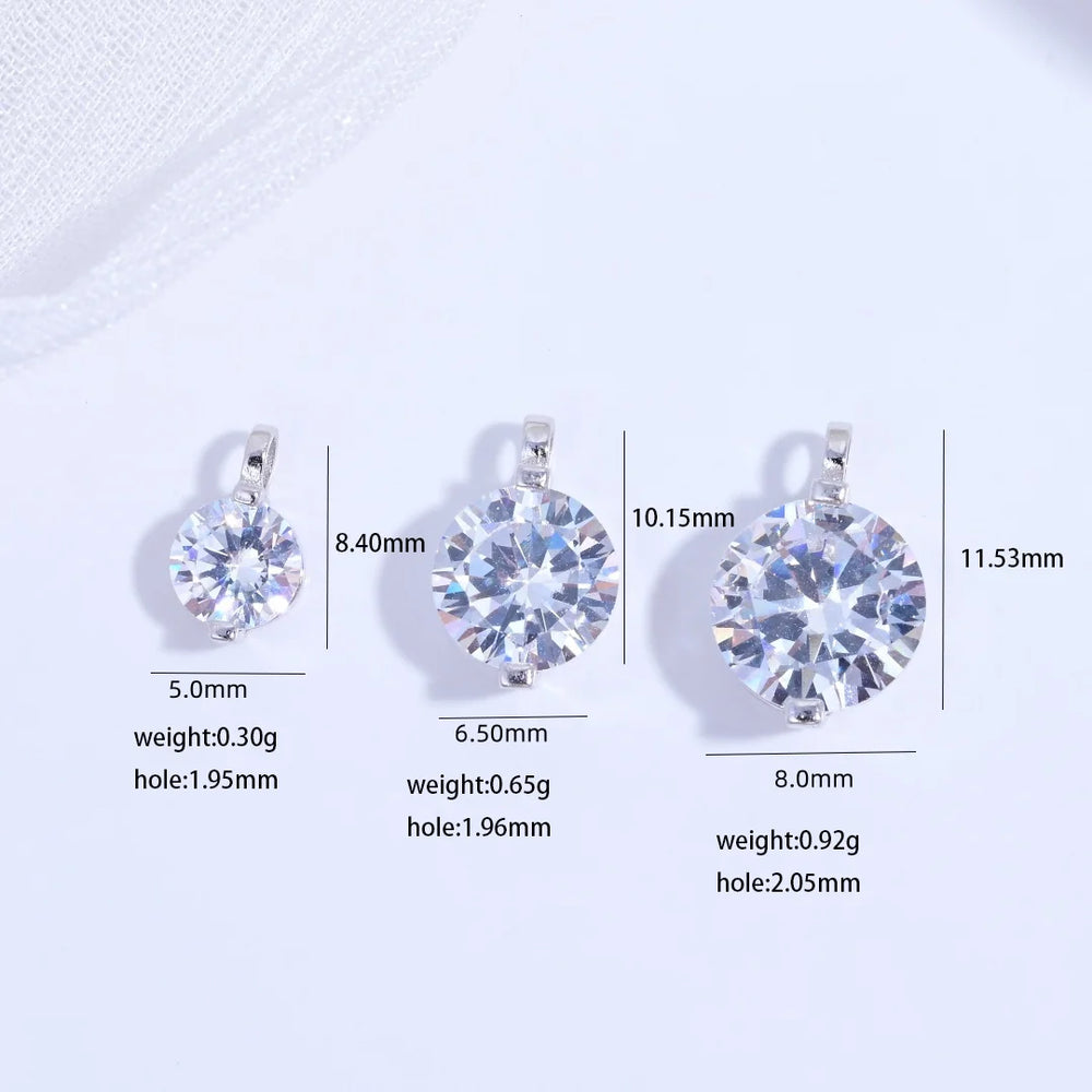 S925 Sterling Silver Inlaid Two-Claw Single Zircon Charm DIY Handmade Bracelet And additional angle