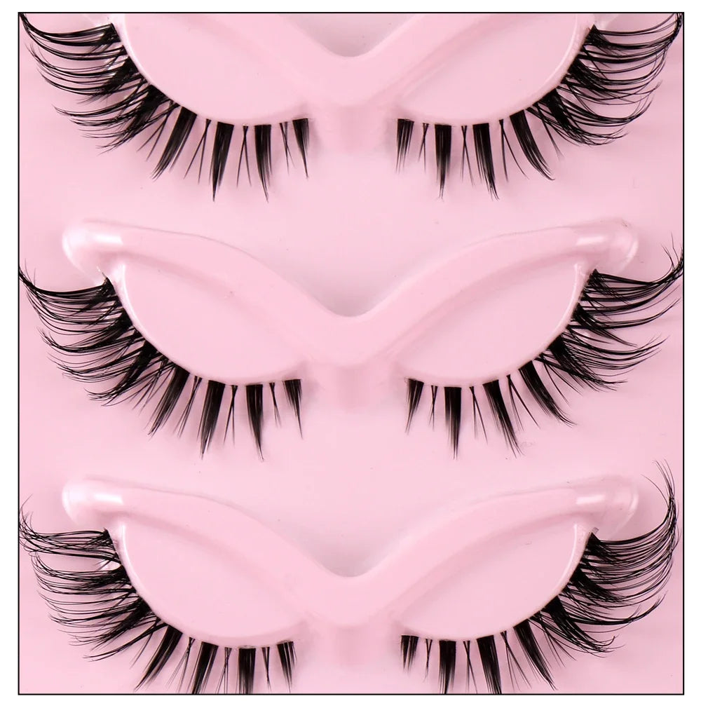 5 Pairs Cat Eye Lashes Natural Eyelashes Winged End Eye Elongated Eyelashes Clear Band L detail view