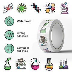 500PCS Science Lab Stickers | Waterproof Vinyl Decals for Chemistry Biology Experiments detail view