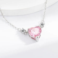 Light Luxury 925 Sterling Silver Pink Diamond Love Zircon Pendant Niche Exquisite Ladies detail view
