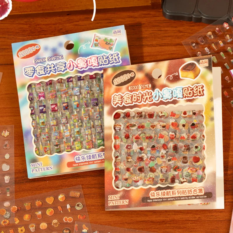 72pcs/4bags PETt Mini Pattern Small Nose-Shaped Cut-Out Film Stickers DIY Journal F additional angle