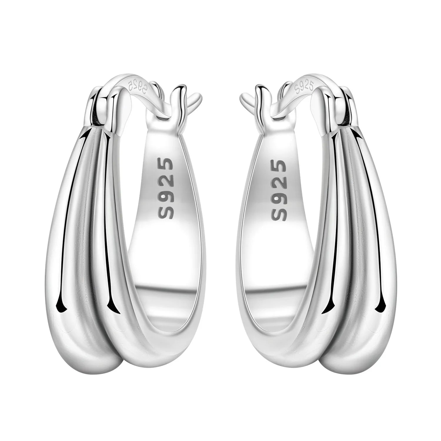 Orstarry S925 Sterling Silver Square Chain With Stone Inlaid Earrings Hoop Earrings F alternate view