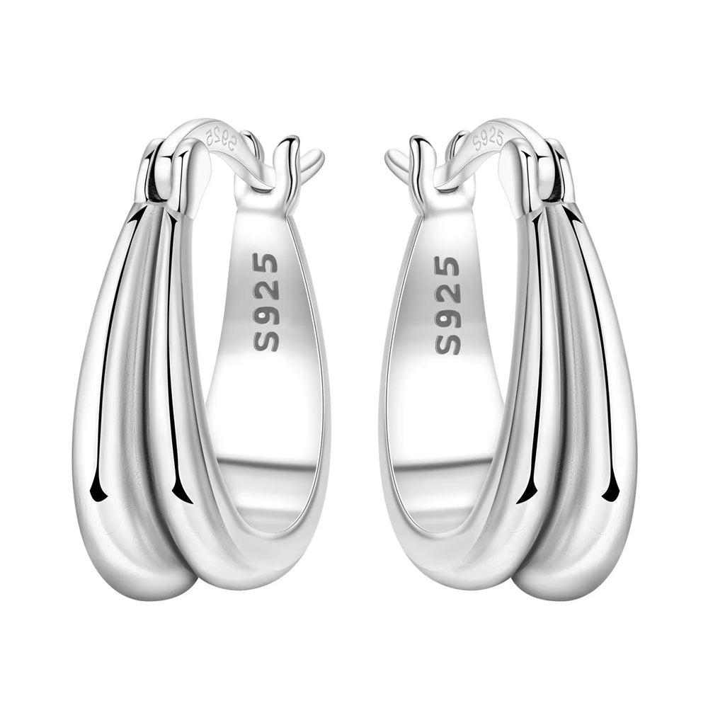 Orstarry S925 Sterling Silver Square Chain With Stone Inlaid Earrings Hoop Earrings F alternate view