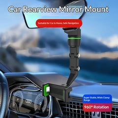 Car Rearview Mirror Phone Bracket Telescopic Quick Release