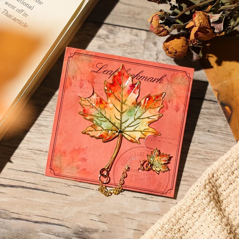 1 Pcs Vintage Leaf Bookmark With Metal Pendant Reading Accessory Gift for Book Lovers lifestyle view