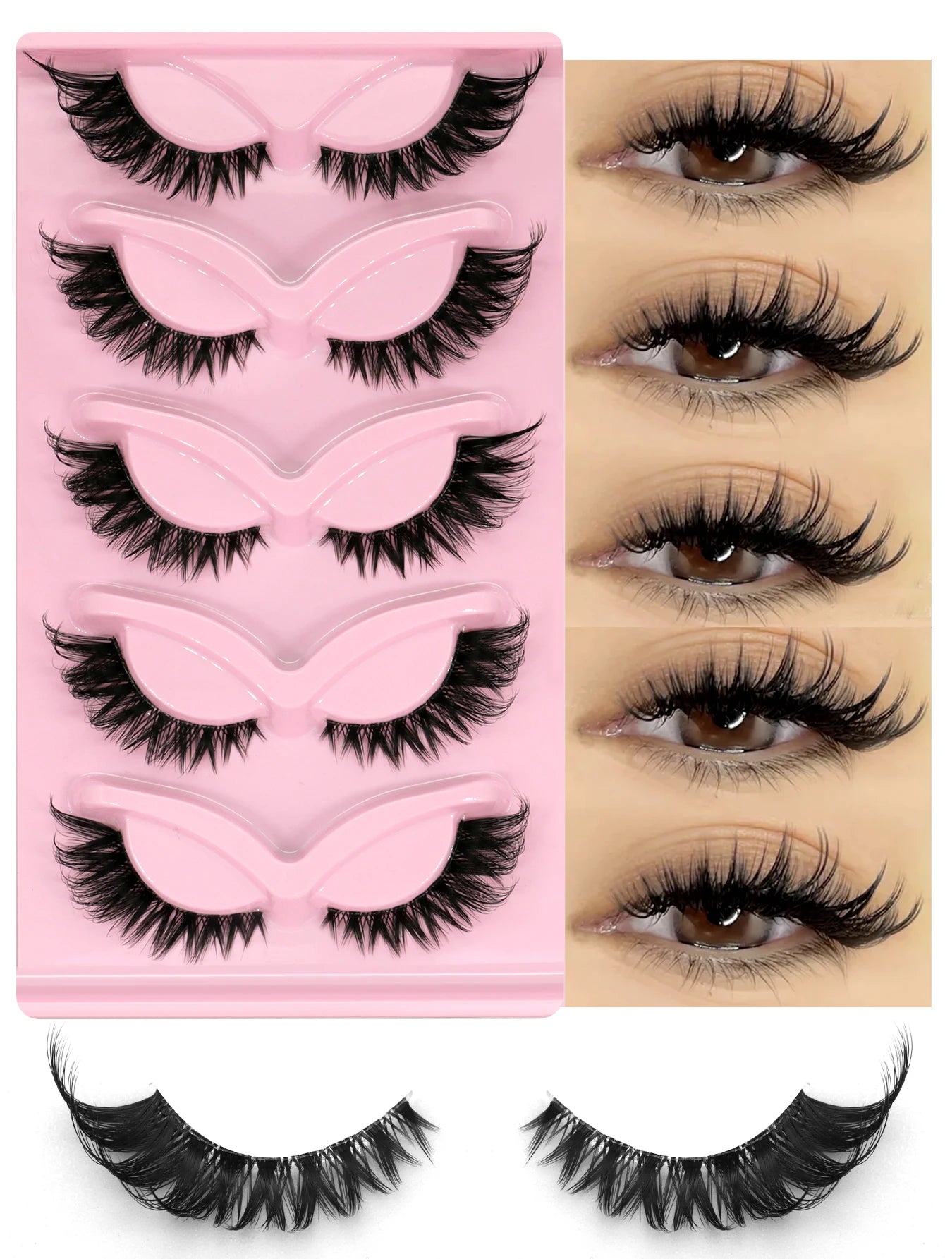 Faux Mink Eyelashes Clear Band Lashes Natural Look Wispy False Lashes Makeup