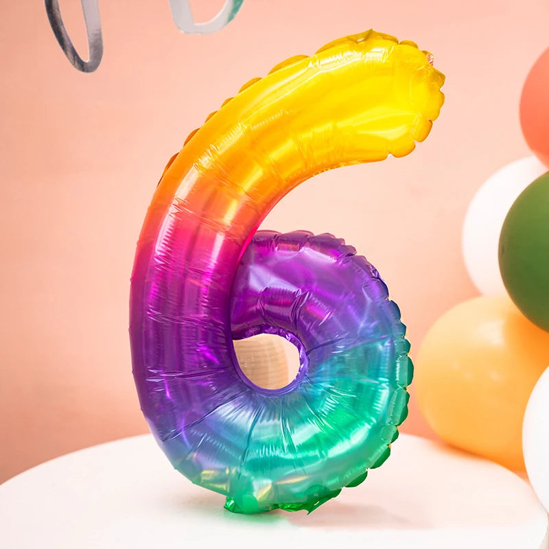 Rainbow Jelly Number Balloon 16 Inch | Birthday Party Decoration additional angle