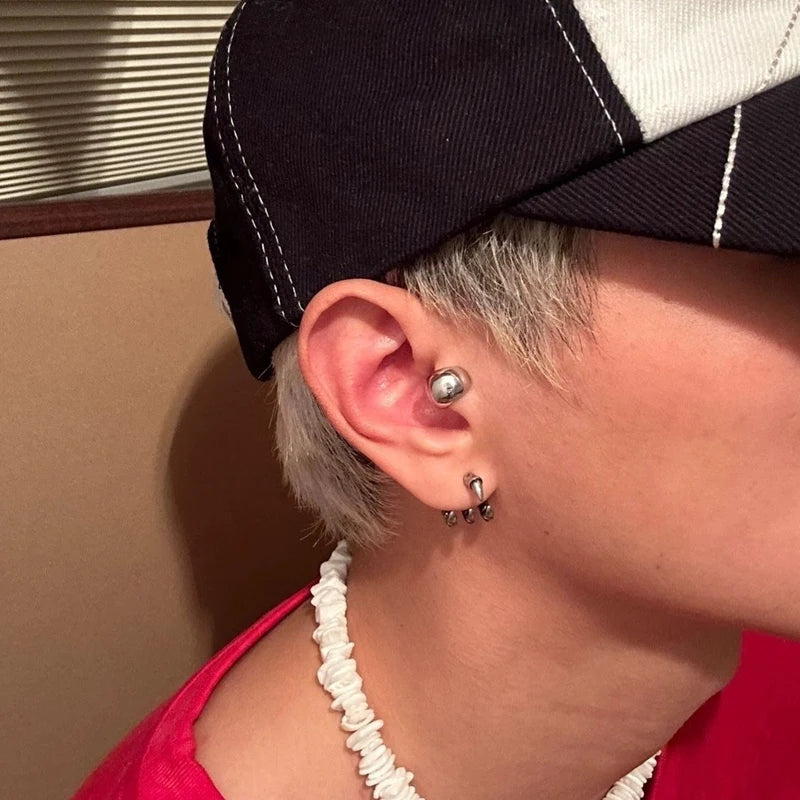 Punk C-Shaped Earrings | Geometric Hoops for Men and Women additional angle