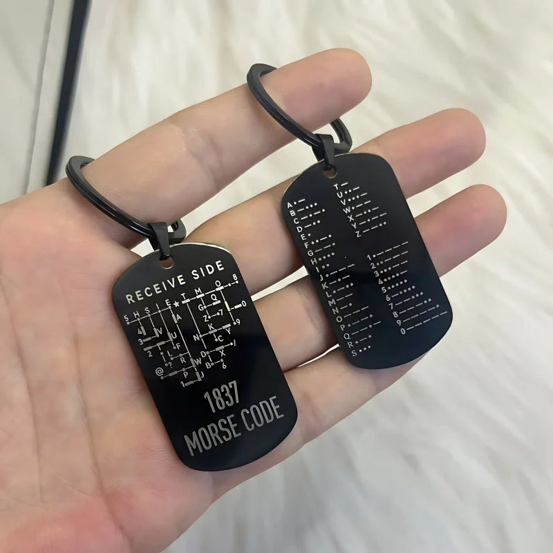 Morse Code Keychain Stainless Steel Letter Theme