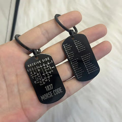 Morse Code Keychain Stainless Steel Letter Theme