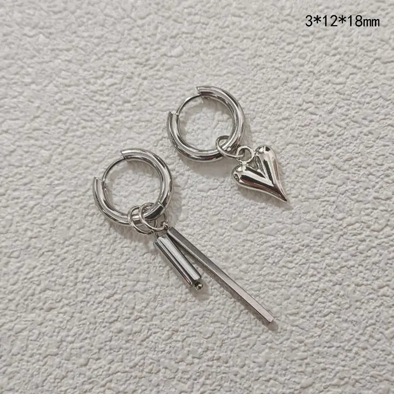 Fashion Heart Pendant Ear Buckle Fashionable Irregular Crystal Tassel Earrings Sweet Coo detail view