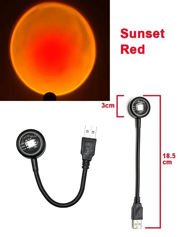 LED USB Sunset Lamp Projector | Home Party Decor Night Atmosphere Light for Bedroom Livi detail view