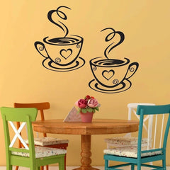 Coffee Cup Wall Art Decals | Kitchen and Cafe PVC Stickers detail view